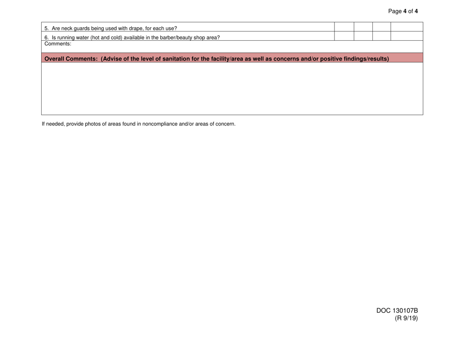 Form OP130107 B Monthly Environmental Health and Safety Inspection Report - Oklahoma, Page 4