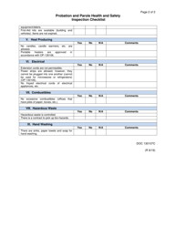 Form OP-130107C Probation and Parole Health and Safety Inspection Checklist - Oklahoma, Page 2