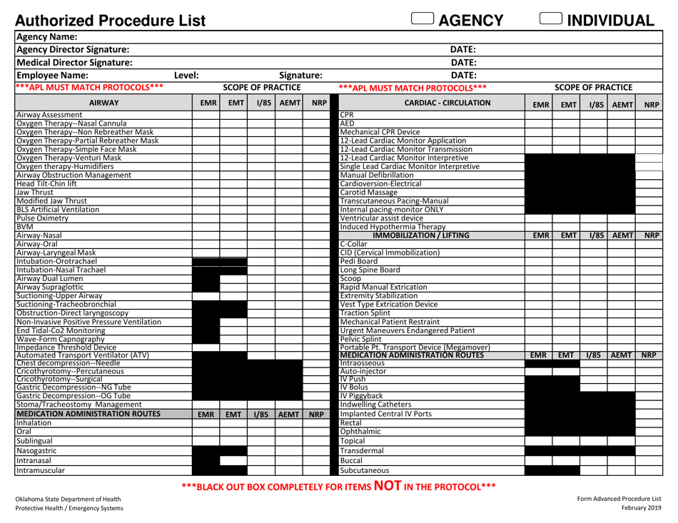 Agency Protocol Application - Oklahoma, Page 9