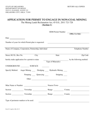 Form N-C Section 1 Application for Permit to Engage in Non-coal Mining - Oklahoma