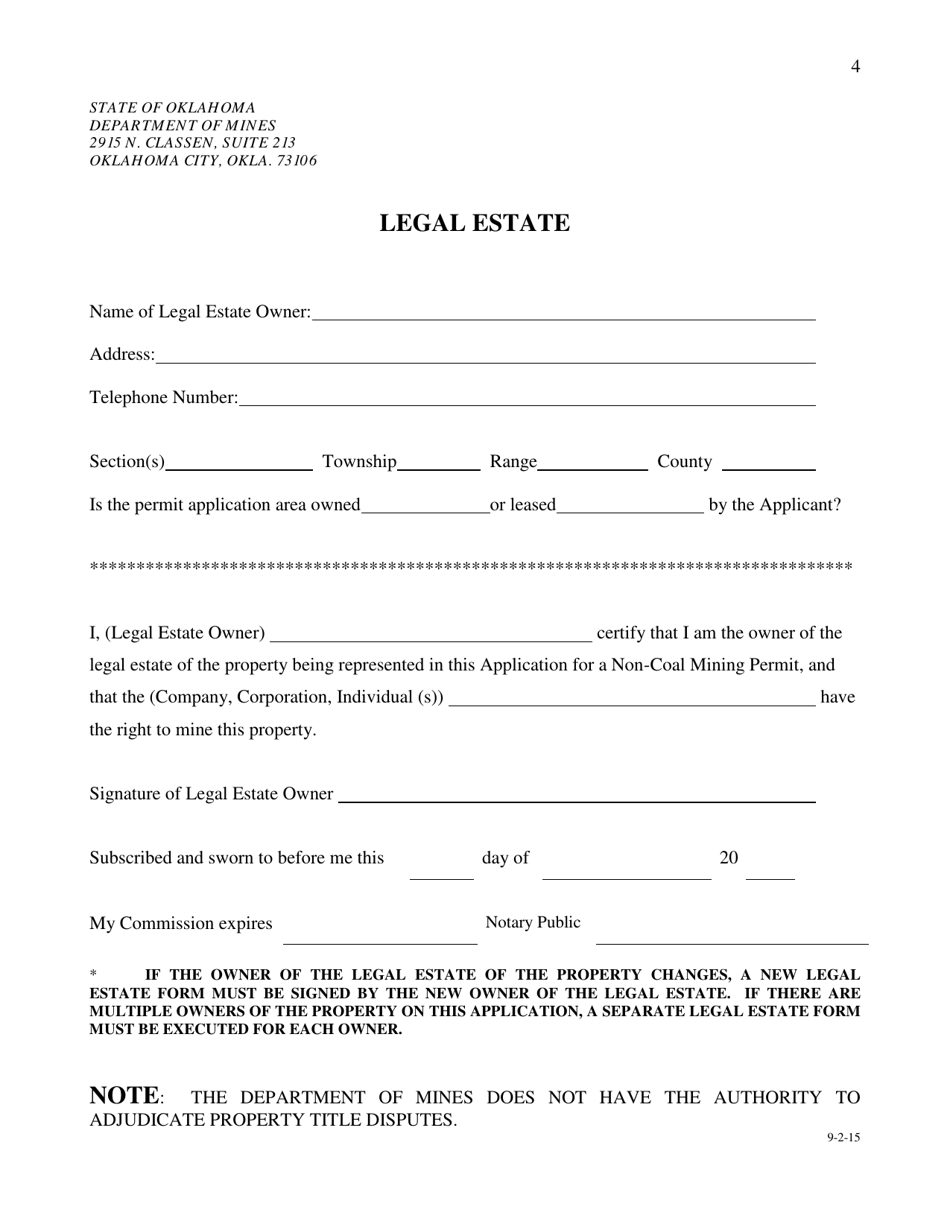 Form N-C Section 1 Application for Permit to Engage in Non-coal Mining - Oklahoma, Page 4