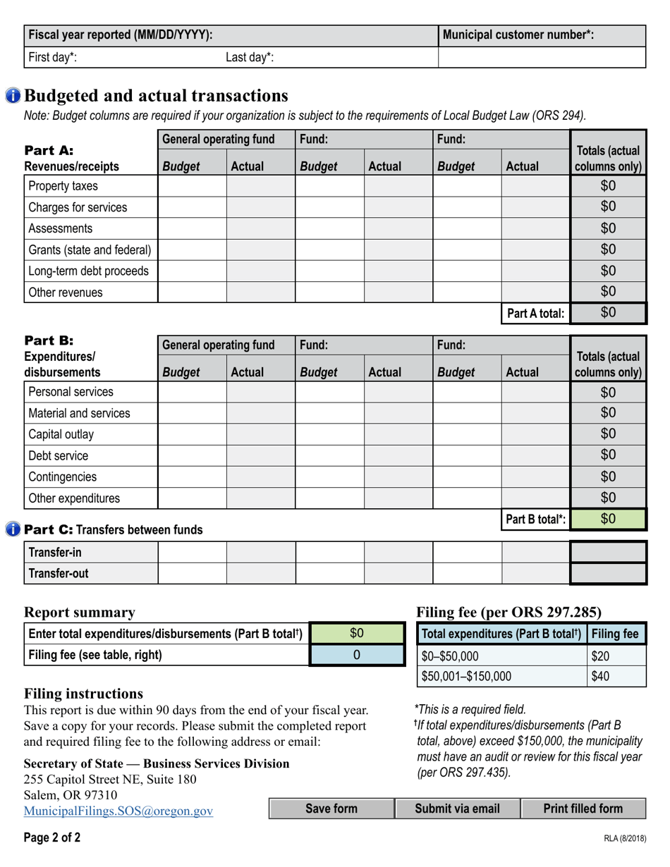 Report in Lieu of Audit - Oregon, Page 2