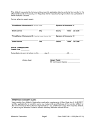 Form 78-907 Affidavit of Destruction - Mississippi, Page 2