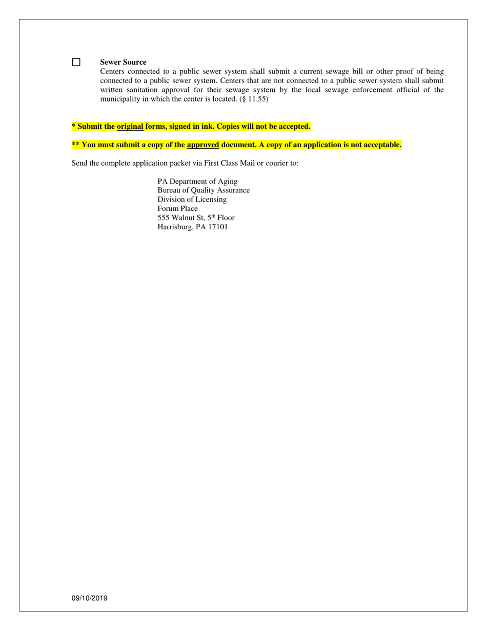 Initial Application Checklist for Older Adult Daily Living Center Licensure - Pennsylvania, Page 4
