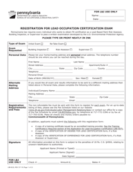 Form LIBI-622L Registration for Lead Occupation Certification Exam - Pennsylvania
