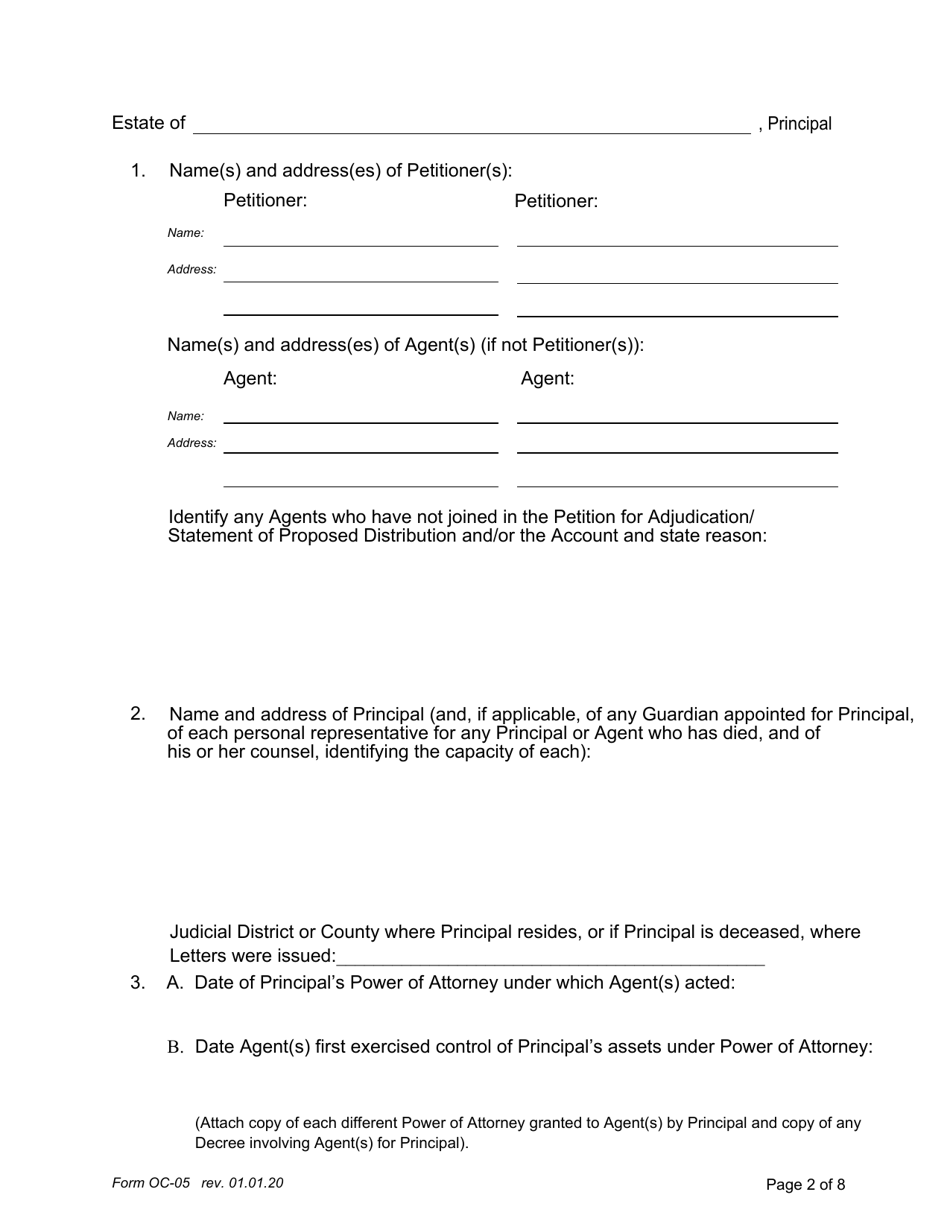Form OC-05 Petition for Adjudication / Statement of Proposed Distribution Pursuant to Pa. O.c. Rule 6.9 - Pennsylvania, Page 2