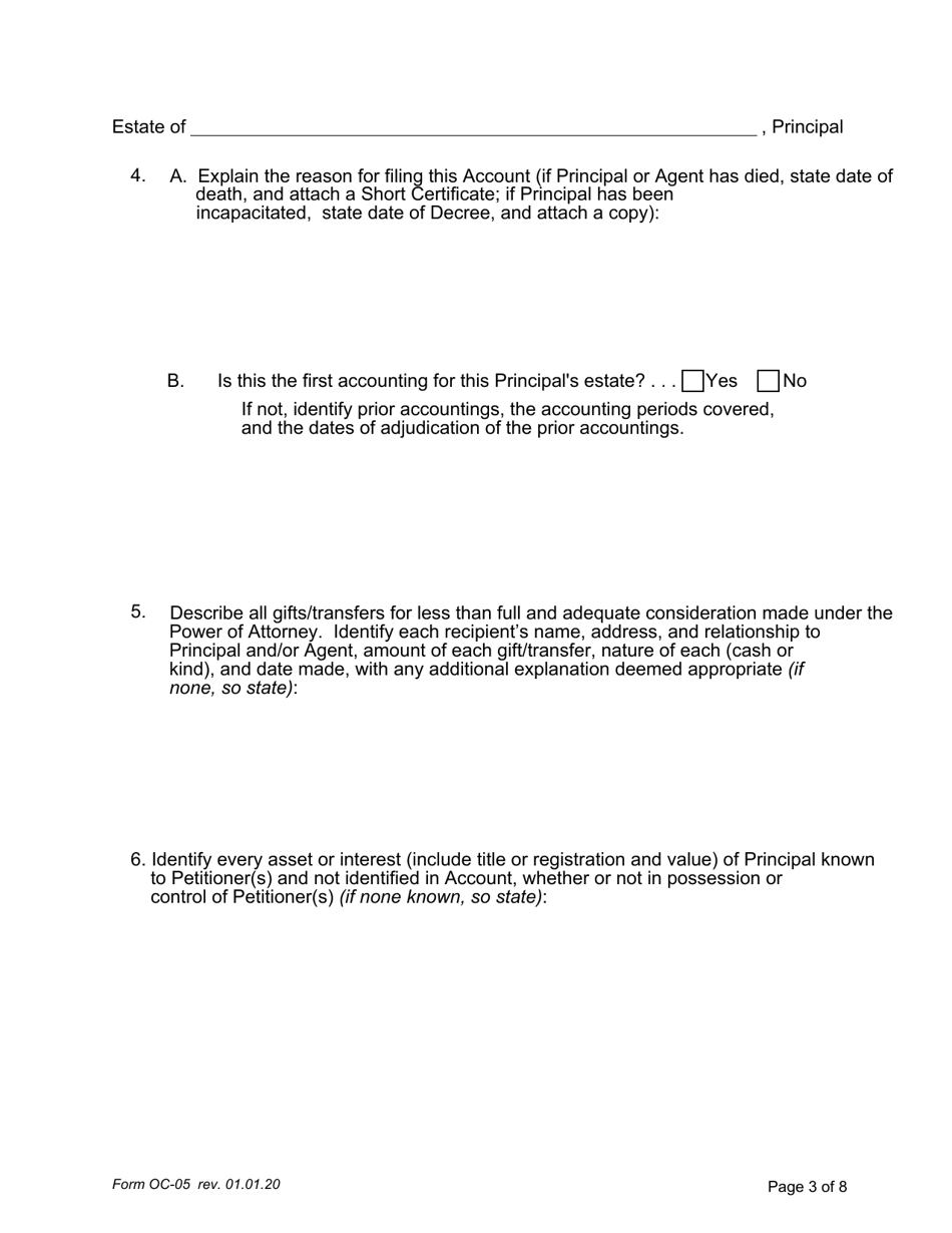Form OC-05 Petition for Adjudication / Statement of Proposed Distribution Pursuant to Pa. O.c. Rule 6.9 - Pennsylvania, Page 3