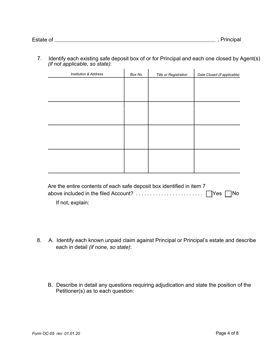 Form OC-05 Petition for Adjudication / Statement of Proposed Distribution Pursuant to Pa. O.c. Rule 6.9 - Pennsylvania, Page 4