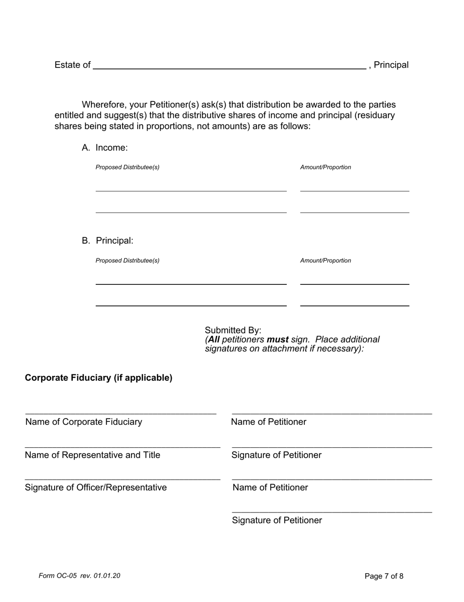 Form OC-05 Download Fillable PDF or Fill Online Petition for ...