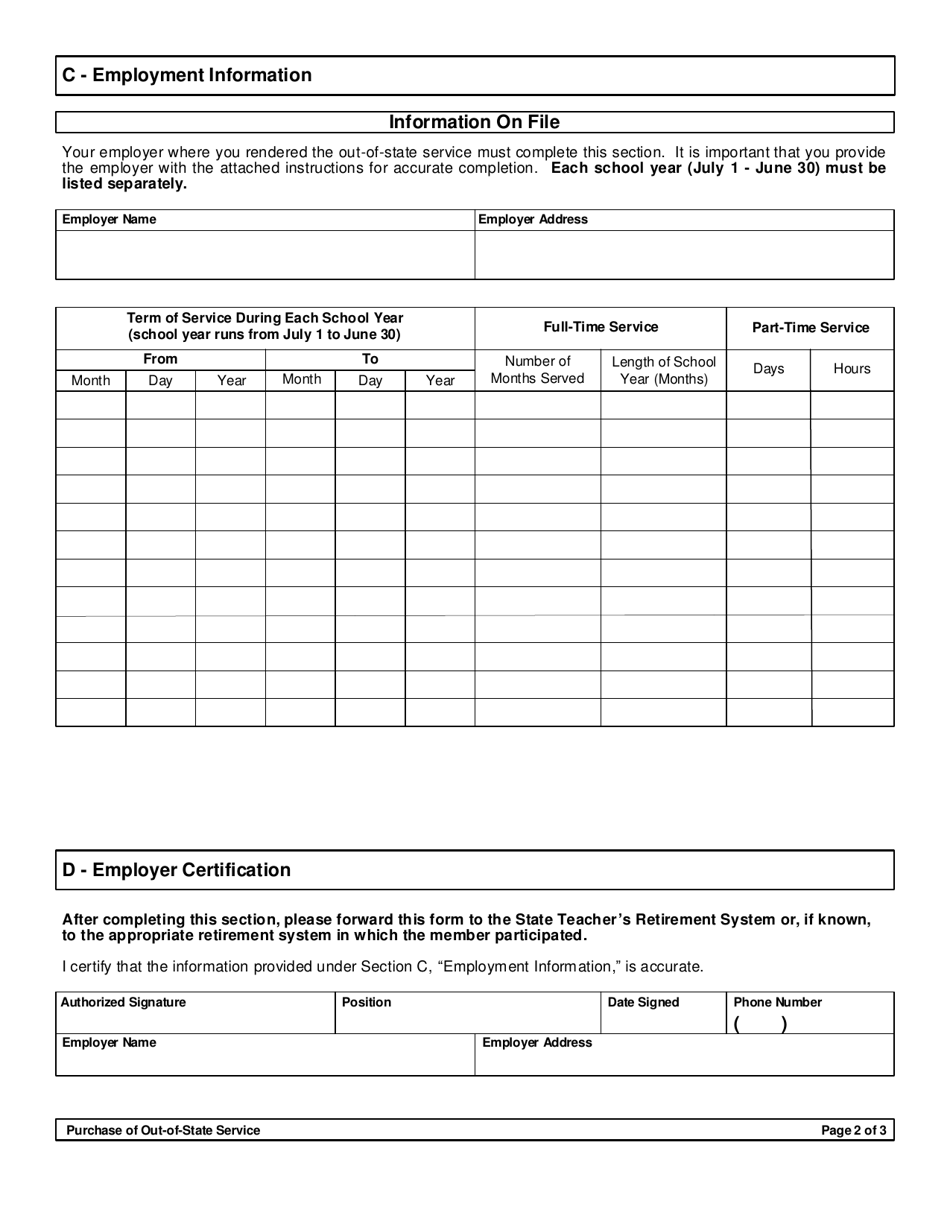 Form PSRS-278 Application for Credit of Out-of-State Service - Pennsylvania, Page 4