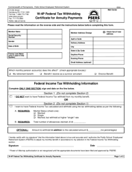 Form PSRS-996 &quot;W-4p Federal Tax Withholding Certificate for Pension or Annuity Payments&quot; - Pennsylvania