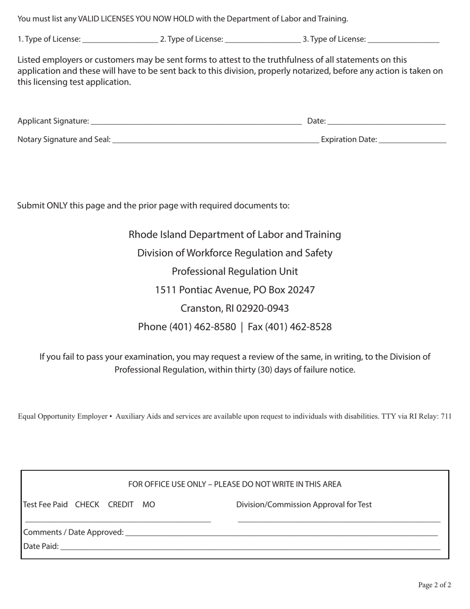 Plumbing and Irrigating Application Form - Rhode Island (English / Spanish), Page 4