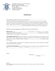 Document preview: Form RI SI9A Certificate - Rhode Island