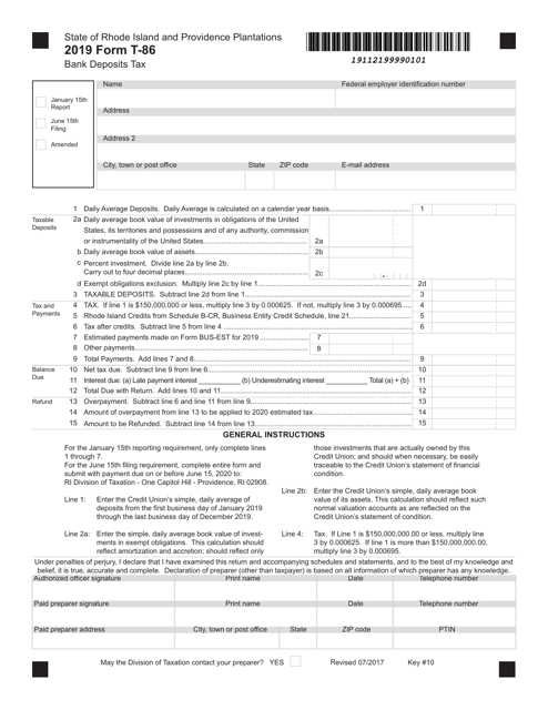 Form T-86 2019 Printable Pdf