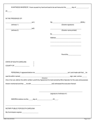 Form MR-600 (D-3104) Land Entry Agreement for Land Owned by Mine Operator - South Carolina, Page 2