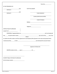 Form MR-700 (DHEC Form 3105) Land Entry Agreement for Land Leased by Mine Operator - South Carolina, Page 3