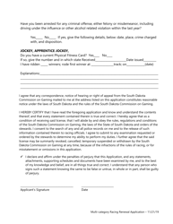 Multiple Category Live Racing License Application - South Dakota, Page 2