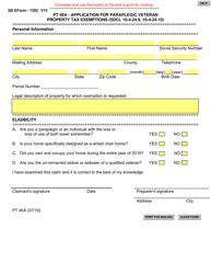 form pt46a sd form 1292 application for paraplegic veteran property tax exemptions south dakota