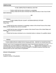 Form PT46A (SD Form 1292) Application for Paraplegic Veteran Property Tax Exemptions - South Dakota, Page 2