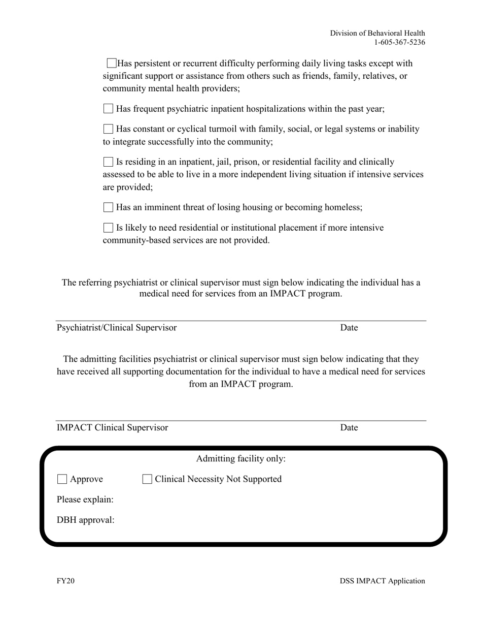 Form BH-08 Mental Health - Impact Application - South Dakota, Page 2