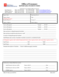 Form MH-5375 Reportable Incident Form - Tennessee