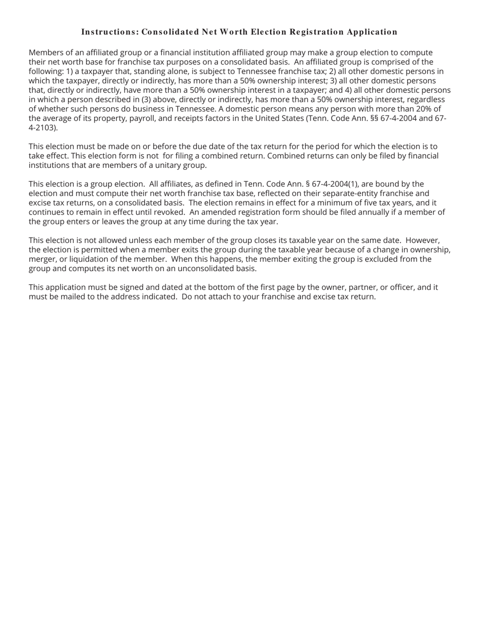 Form RV-F1308301 Consolidated Net Worth Election Registration Application - Tennessee, Page 4
