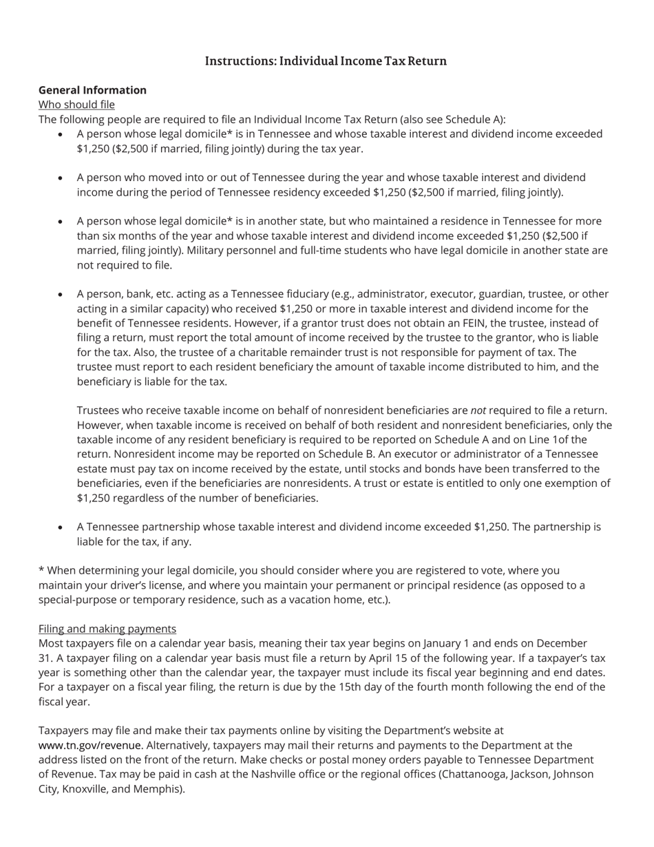 Form INC250 (RV-R0003501) Individual Income Tax Return - Tennessee, Page 3