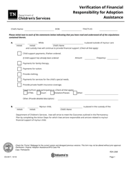 Form CS-0017 &quot;Verification of Financial Responsibility for Adoption Assistance&quot; - Tennessee