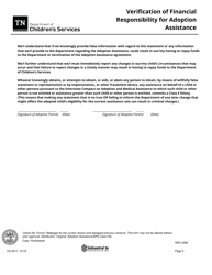 Form CS-0017 Verification of Financial Responsibility for Adoption Assistance - Tennessee, Page 2