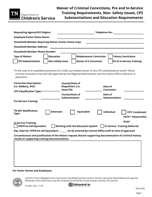 Form CS-0921  Printable Pdf
