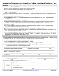 Form VTR-214 Application for Persons With Disabilities Parking Placard and/or License Plate - Texas, Page 2