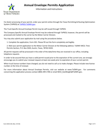 Document preview: Form MCD-301 Application for Annual Envelope Permits - Texas