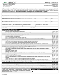 Document preview: Form VL-054 Military Test Waiver - Vermont