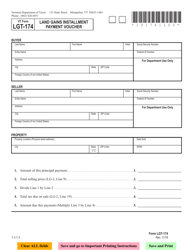 Document preview: VT Form LGT-174 Land Gains Installment Payment Voucher - Vermont