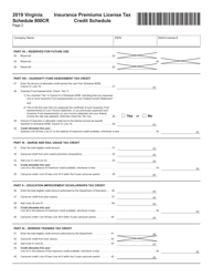 Schedule 800CR Insurance Premiums License Tax Credit Schedule - Virginia, Page 2