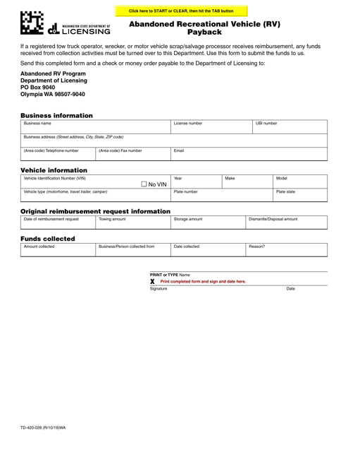 Form TD-420-028  Printable Pdf