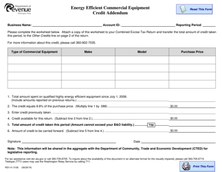 Form REV41 0108 Energy Efficient Commercial Equipment Credit Addendum - Washington