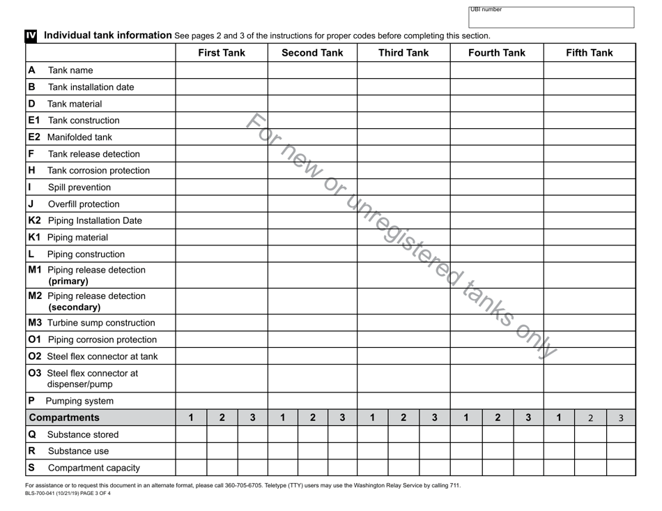 Form BLS-700-041 Underground Storage Tank Addendum - Washington, Page 3