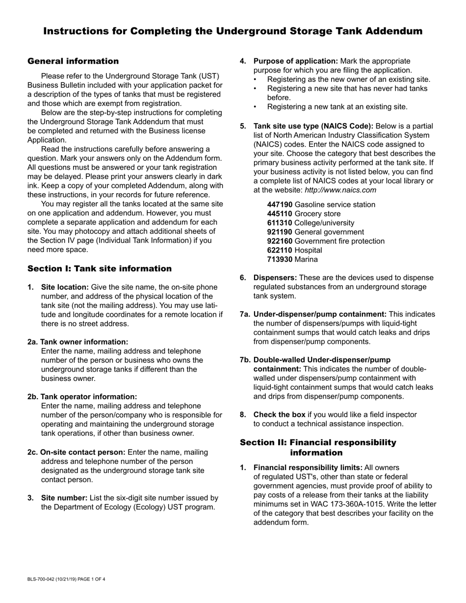 Form BLS-700-041 Underground Storage Tank Addendum - Washington, Page 5
