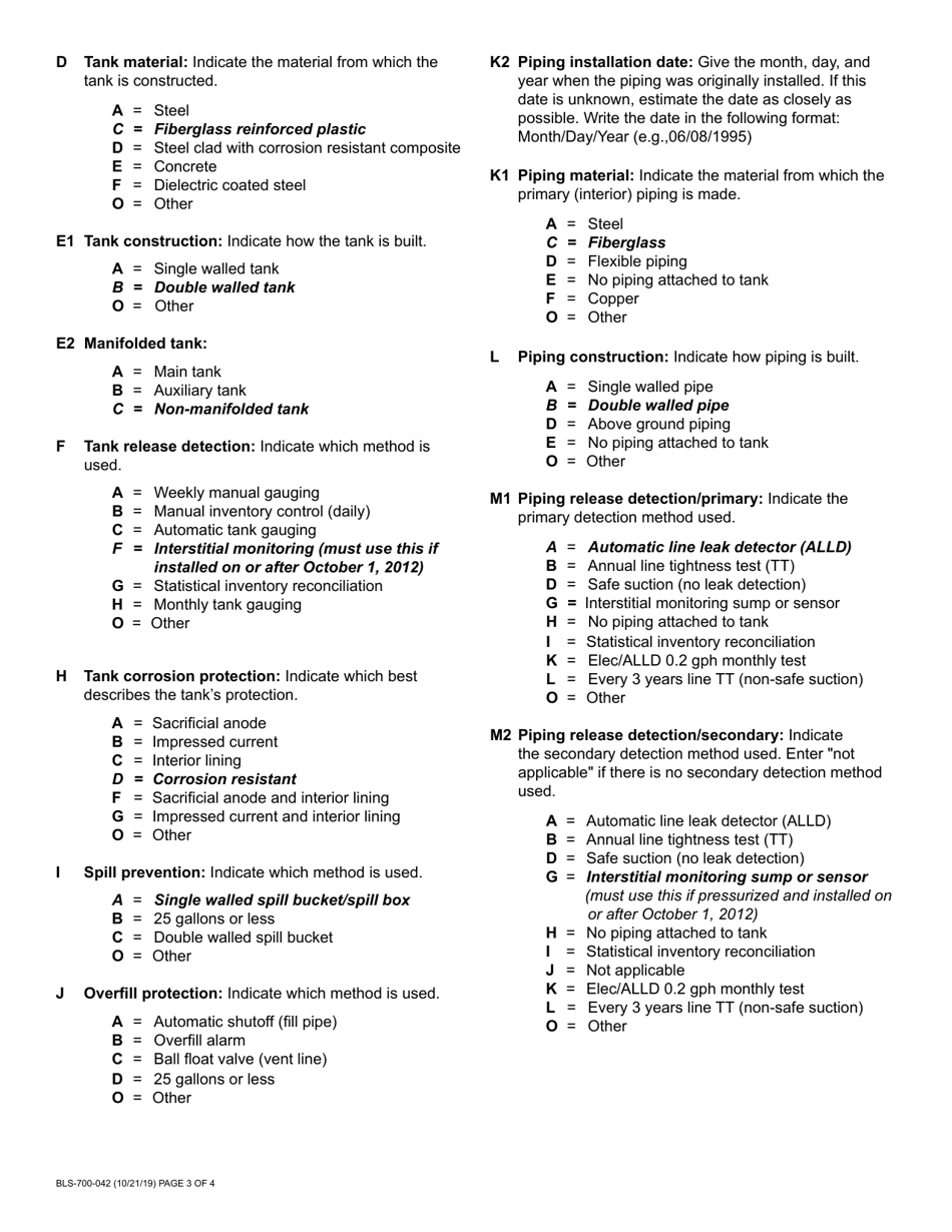 Form BLS-700-041 Underground Storage Tank Addendum - Washington, Page 7