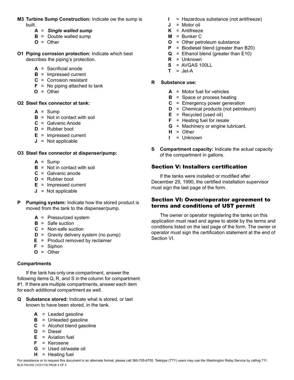 Form BLS-700-041 Underground Storage Tank Addendum - Washington, Page 8