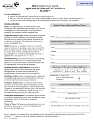 Document preview: Form REV81 1027 High Unemployment County Application for Sales and Use Tax Deferral - Washington