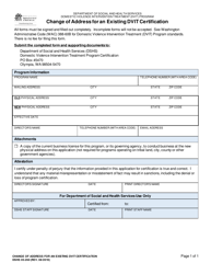 Document preview: DSHS Form 05-260 Change of Address for an Existing Dvit Certification - Washington