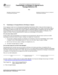 DSHS Form 10-582 Notification of Age Nineteen (19) Eligibility Review - Washington (Samoan)