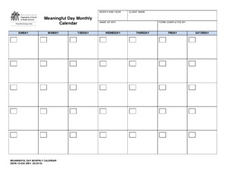 Document preview: DSHS Form 10-636 Meaningful Day Monthly Calendar - Washington
