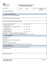 DSHS Form 15-358 Client Referral Summary - Washington