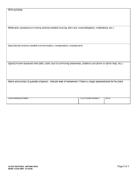 DSHS Form 15-358 Client Referral Summary - Washington, Page 2