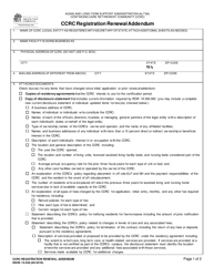 DSHS Form 15-556 Continuing Care Retirement Community (Ccrc) Registration Renewal Addendum - Washington