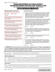 Document preview: Form MP-27 Endangered Missing Persons Alert Request Form - Texas