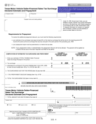 Document preview: Form 14-125 Texas Motor Vehicle Seller-Financed Sales Tax Surcharge Declared Estimate and Prepayment - Texas